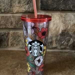 Starbucks Venti 24oz Tumbler Straw Flower Floral Lid Spring 2019